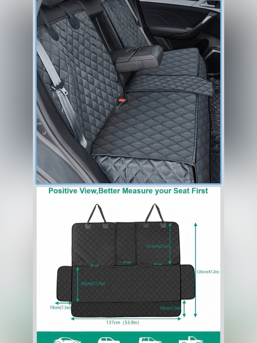 Brand New! Waterproof Car Seat Cover - Universal Quilted Rear Seat Protector - Picture 2 of 6